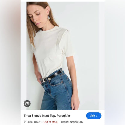 NATION LTD. - Thea Sleeve Inset Top, Porcelain