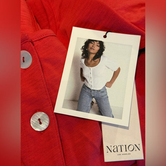 Nation LTD Red Button-Front Women’s Top