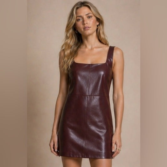Rebecca Minkoff Brown Faux Leather Mini Dress