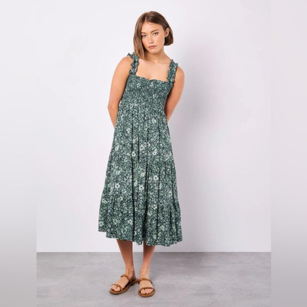 Apricot 🍑- Ditsy floral midi dress nape