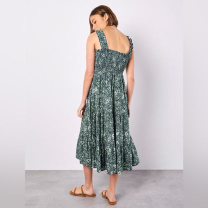 Apricot 🍑- Ditsy floral midi dress nape