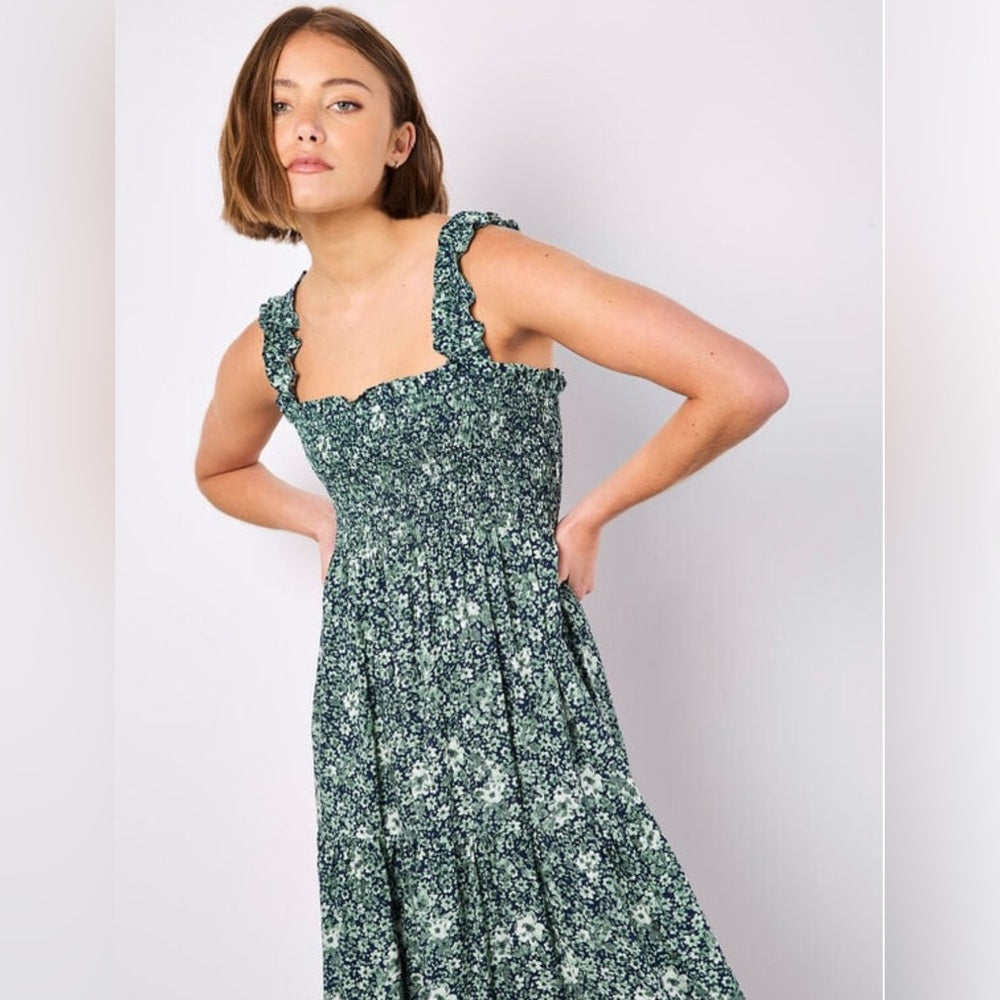 Apricot 🍑- Ditsy floral midi dress nape