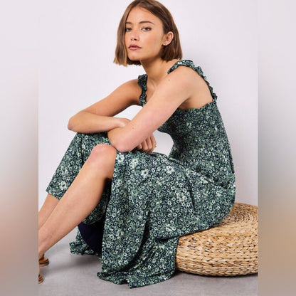 Apricot 🍑- Ditsy floral midi dress nape