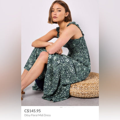Apricot 🍑- Ditsy floral midi dress nape
