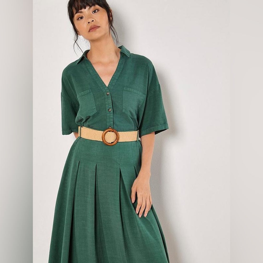 Green Pleated Maxi Skirt