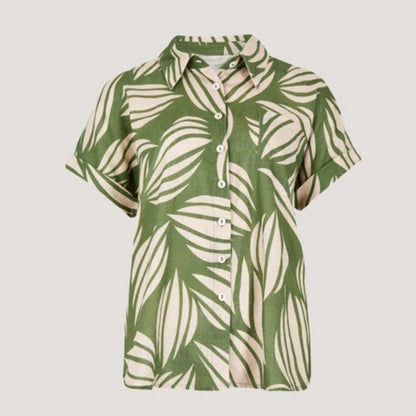 Apricot 🍑 - Chic in Linen Shell Shirt in Green