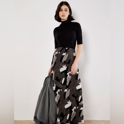 Apricot 🍑- Brushstroke Bias Maxi Skirt