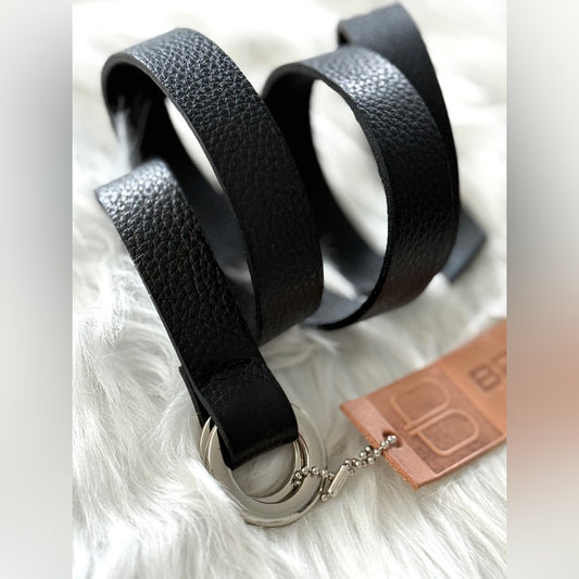 🇨🇦 Brave Leather Collection - Black wrap belt with Silver buckles