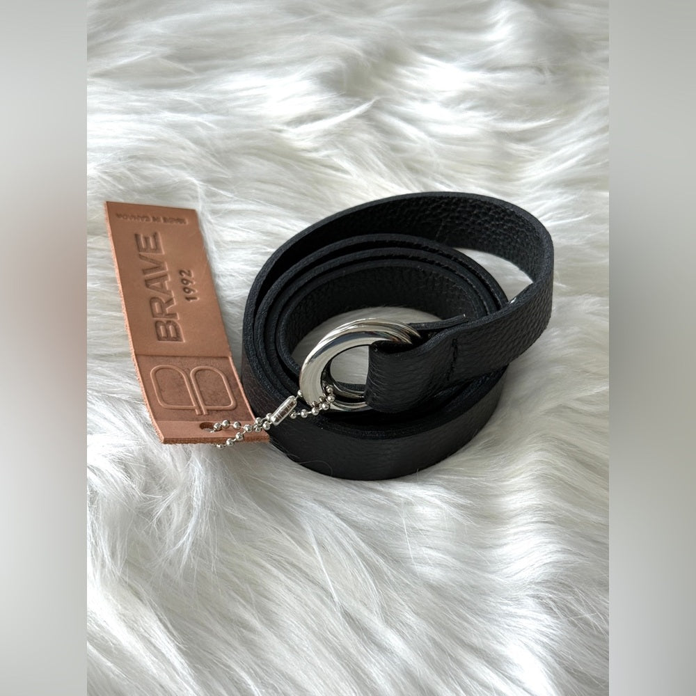 🇨🇦 Brave Leather Collection - Black wrap belt with Silver buckles