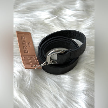 🇨🇦 Brave Leather Collection - Black wrap belt with Silver buckles