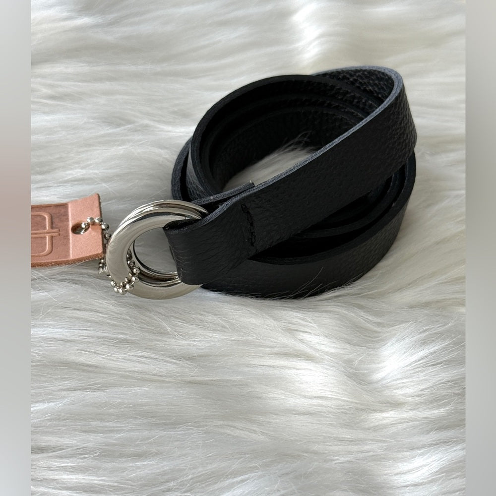 🇨🇦 Brave Leather Collection - Black wrap belt with Silver buckles