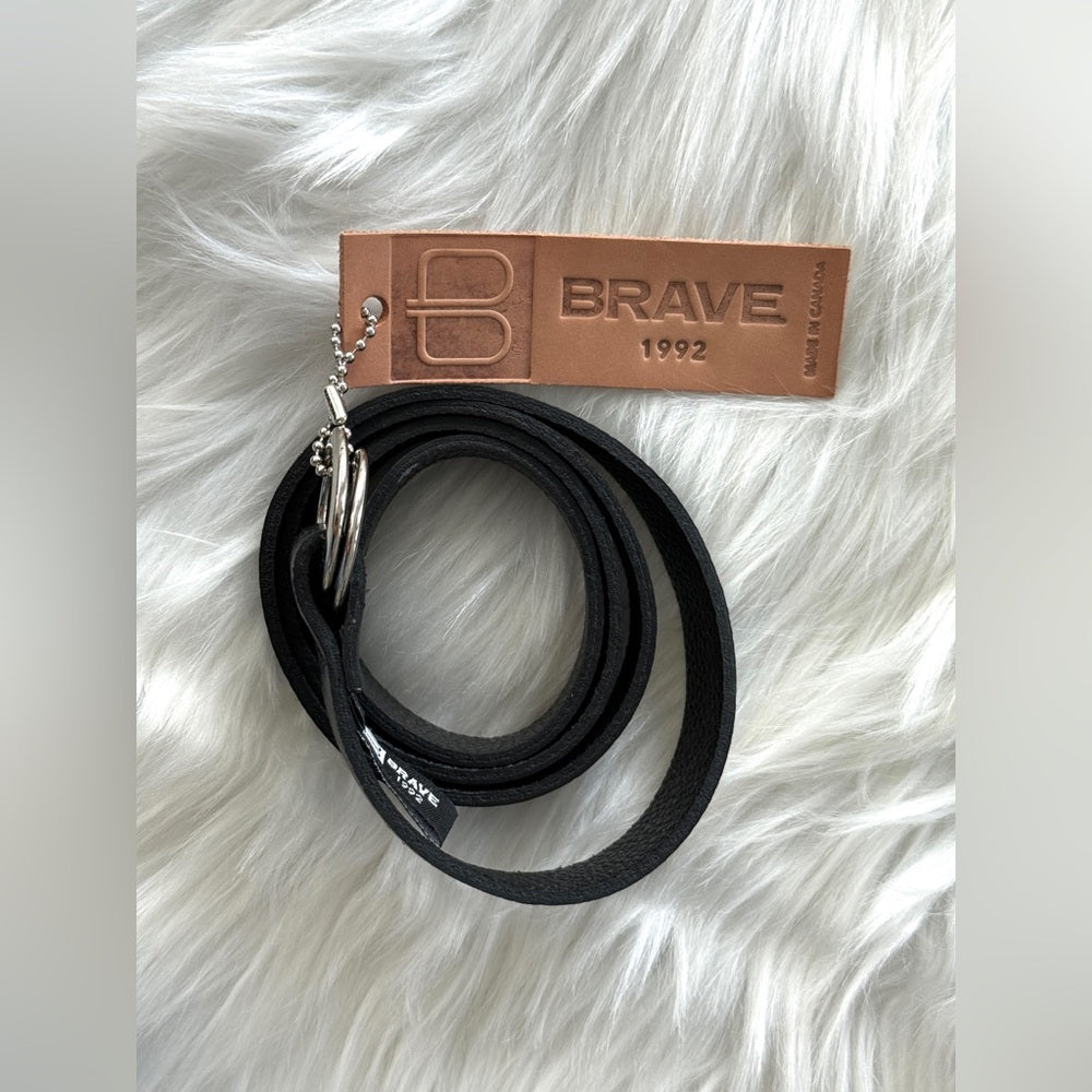 🇨🇦 Brave Leather Collection - Black wrap belt with Silver buckles