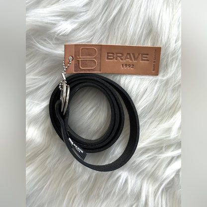 🇨🇦 Brave Leather Collection - Black wrap belt with Silver buckles