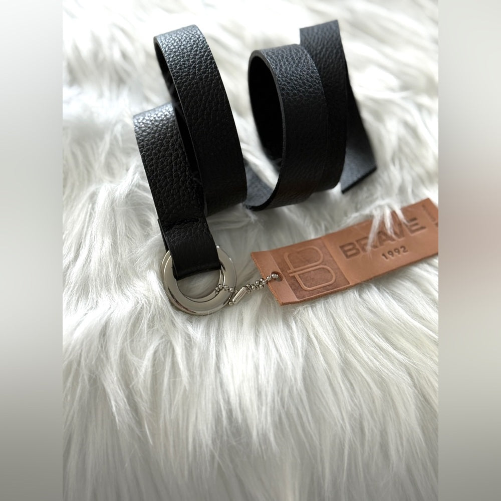🇨🇦 Brave Leather Collection - Black wrap belt with Silver buckles