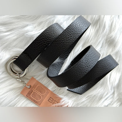 🇨🇦 Brave Leather Collection - Black wrap belt with Silver buckles