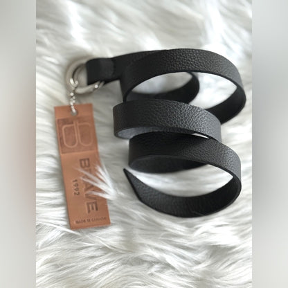 🇨🇦 Brave Leather Collection - Black wrap belt with Silver buckles