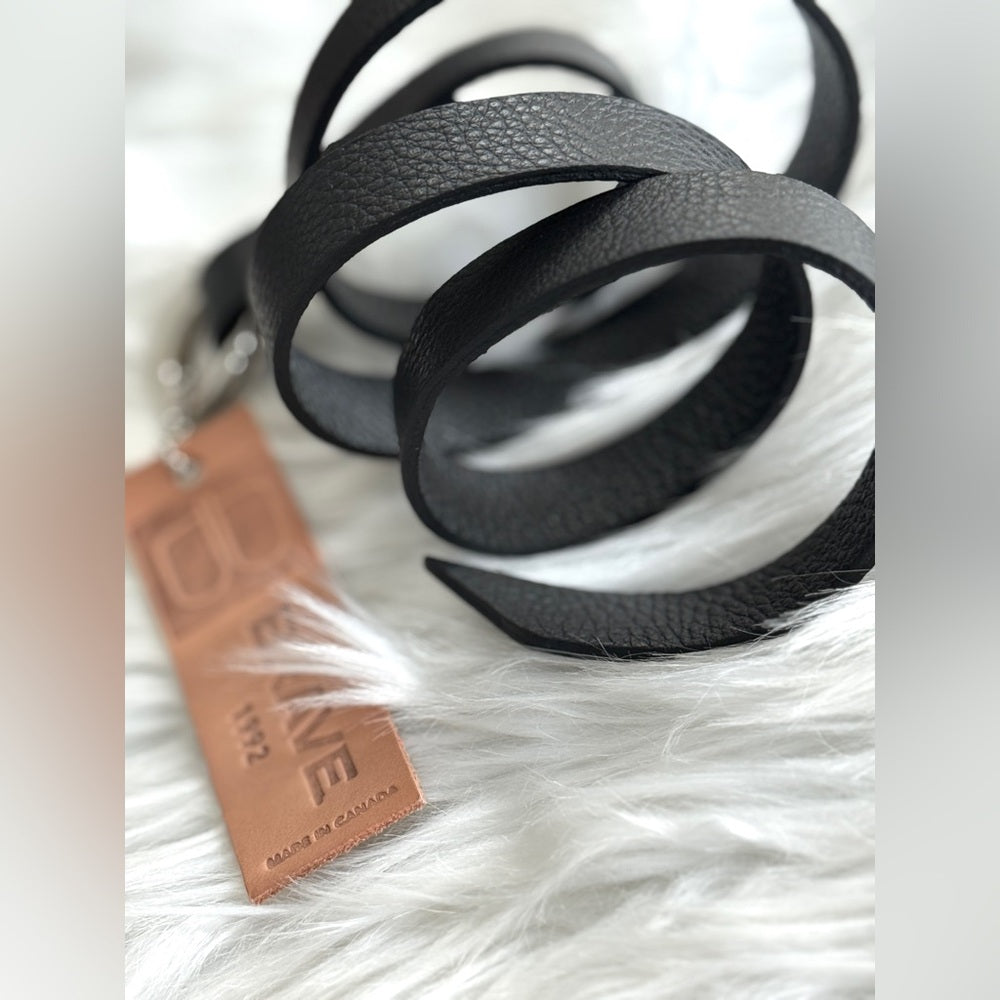 🇨🇦 Brave Leather Collection - Black wrap belt with Silver buckles
