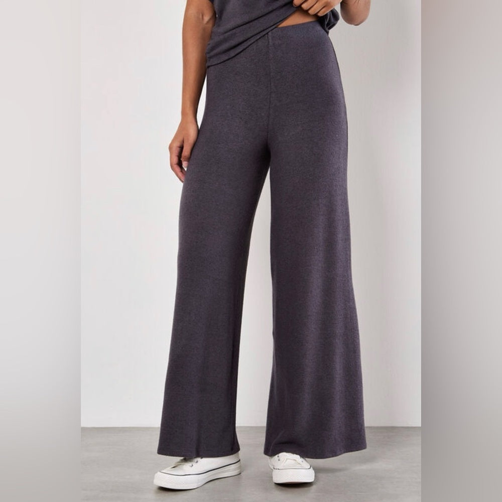 APRICOT 🍑- Soft! Wide-Leg Knit Drawstring Pants - Grey