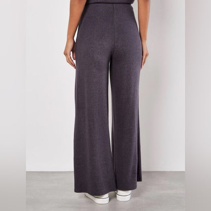 APRICOT 🍑- Soft! Wide-Leg Knit Drawstring Pants - Grey