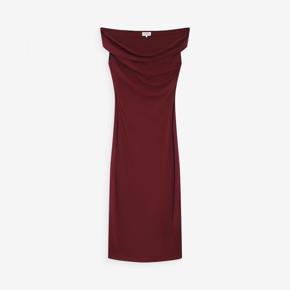 Grace & Mila - FITTED MAXI DRESS WITH ASYMMETRIC NECKLINE CHERRY VANITY