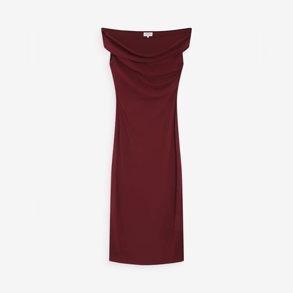 Grace & Mila - FITTED MAXI DRESS WITH ASYMMETRIC NECKLINE CHERRY VANITY