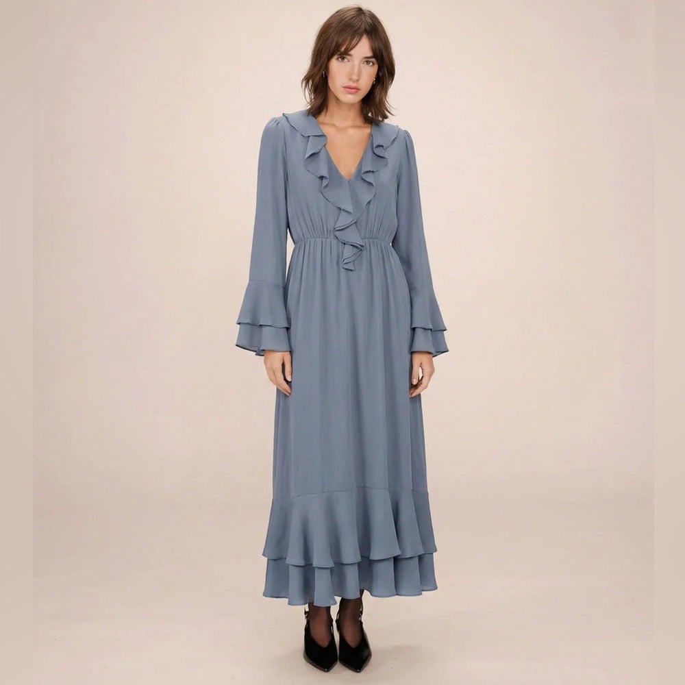 Grace & Mila - AIRY LONG RUFFLED DRESS BLEUET SAMIRA