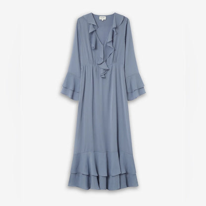 Grace & Mila - AIRY LONG RUFFLED DRESS BLEUET SAMIRA