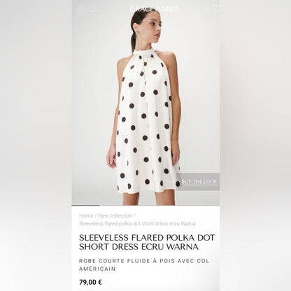 Grace & Mila - Polka Dot Halter Shift Dress - White with Black Dots
