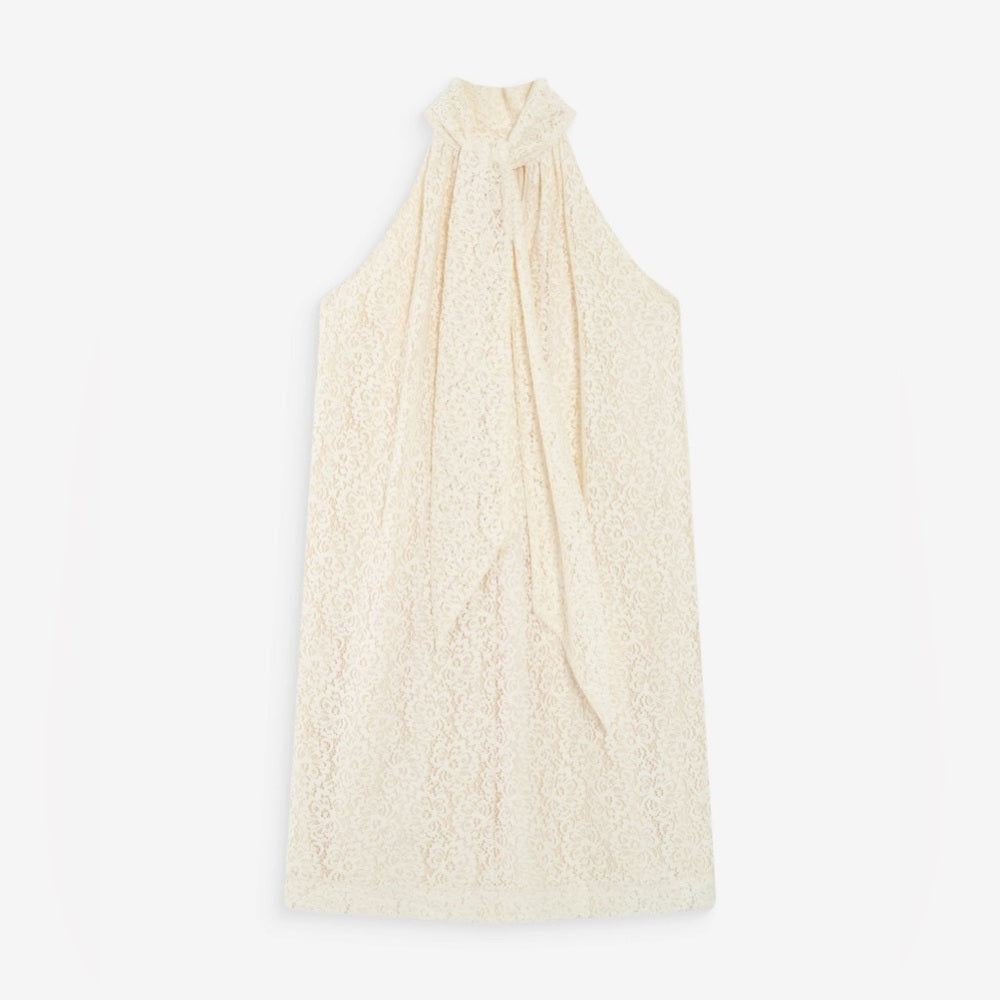 Grace & Mila - Sleeveless short lace dress ecru Vasarely