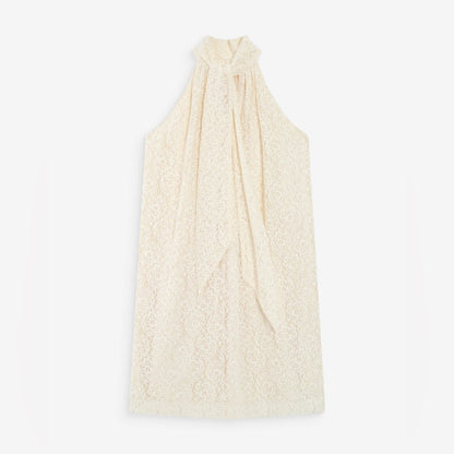 Grace & Mila - Sleeveless short lace dress ecru Vasarely