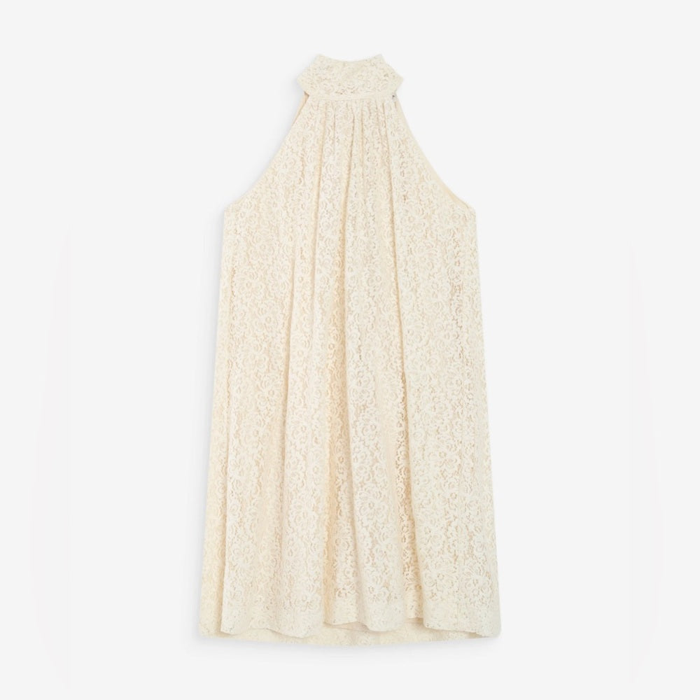 Grace & Mila - Sleeveless short lace dress ecru Vasarely