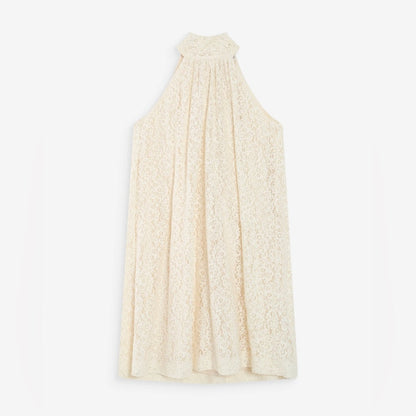 Grace & Mila - Sleeveless short lace dress ecru Vasarely