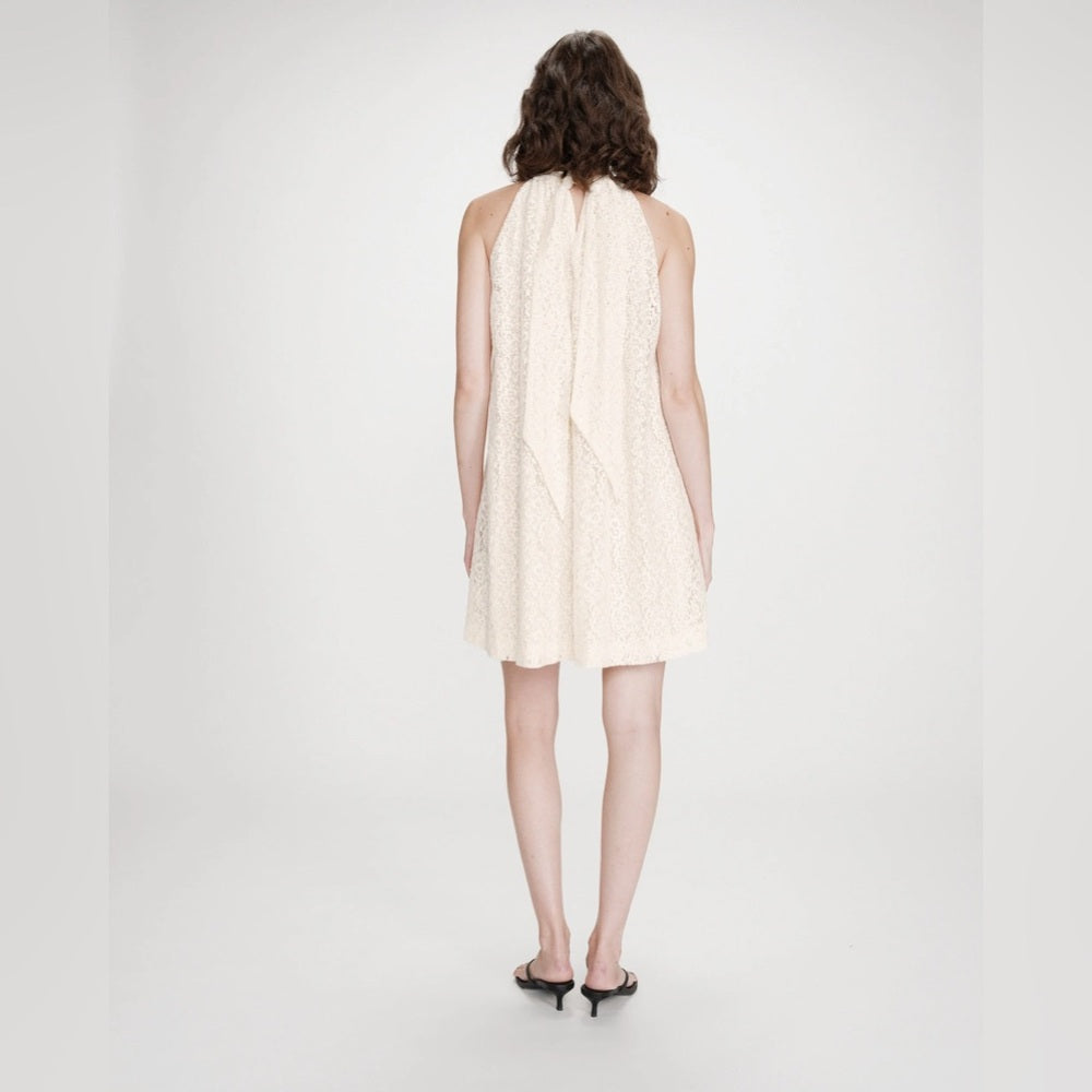 Grace & Mila - Sleeveless short lace dress ecru Vasarely
