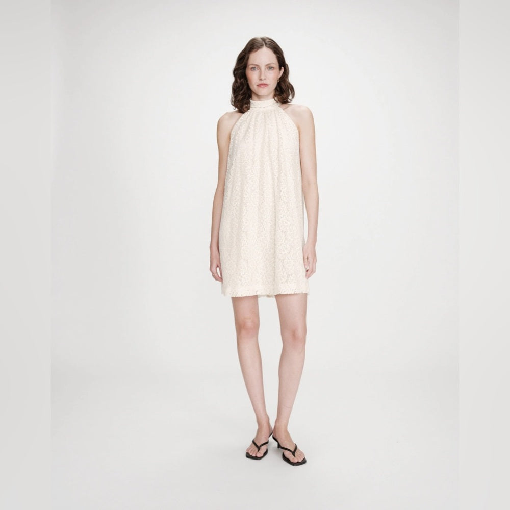 Grace & Mila - Sleeveless short lace dress ecru Vasarely