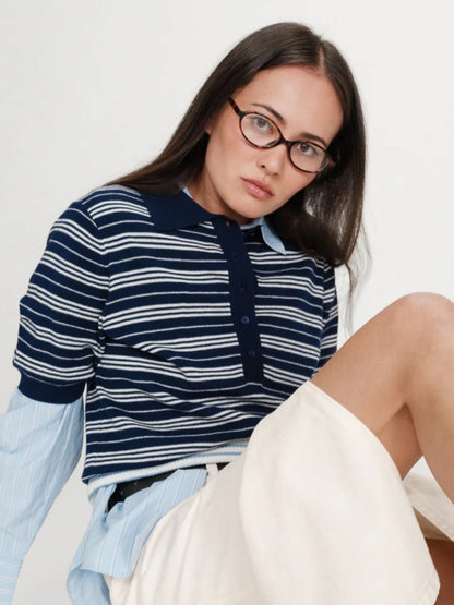 Grace & Mila - Striped Short Sleeve Polo