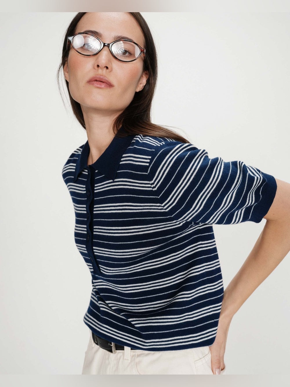 Grace & Mila - Striped Short Sleeve Polo
