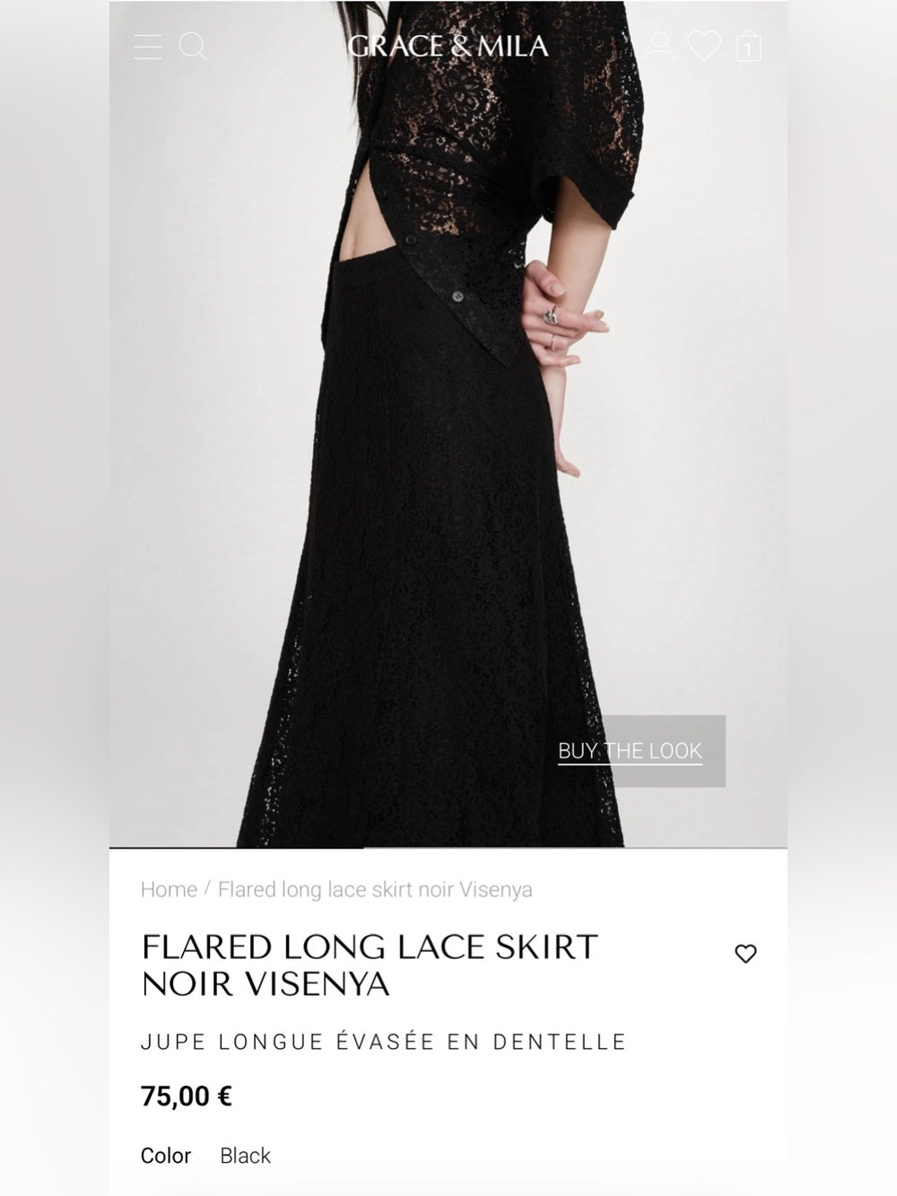 Grace & Mila - FLARED LONG LACE SKIRT
Black VISENYA