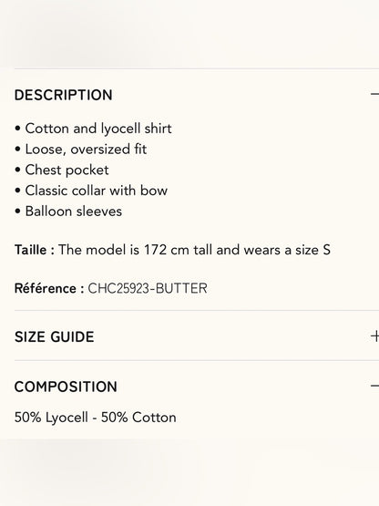 FRNCH 🇫🇷- SARIETTE BUTTER SHIRT
