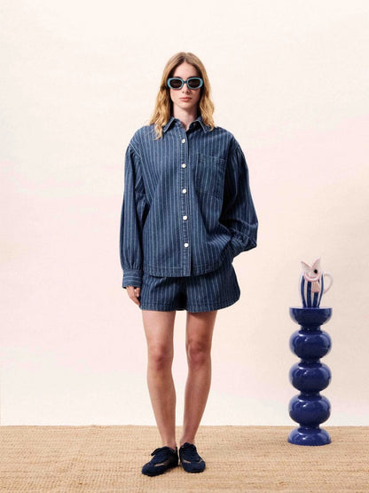 FRNCH 🇫🇷-FIDELIA DENIM SHIRT BLUE