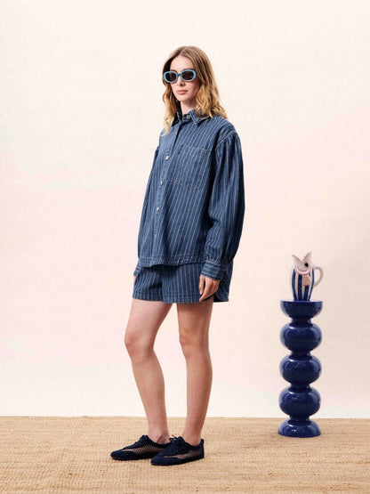 FRNCH 🇫🇷-FIDELIA DENIM SHIRT BLUE