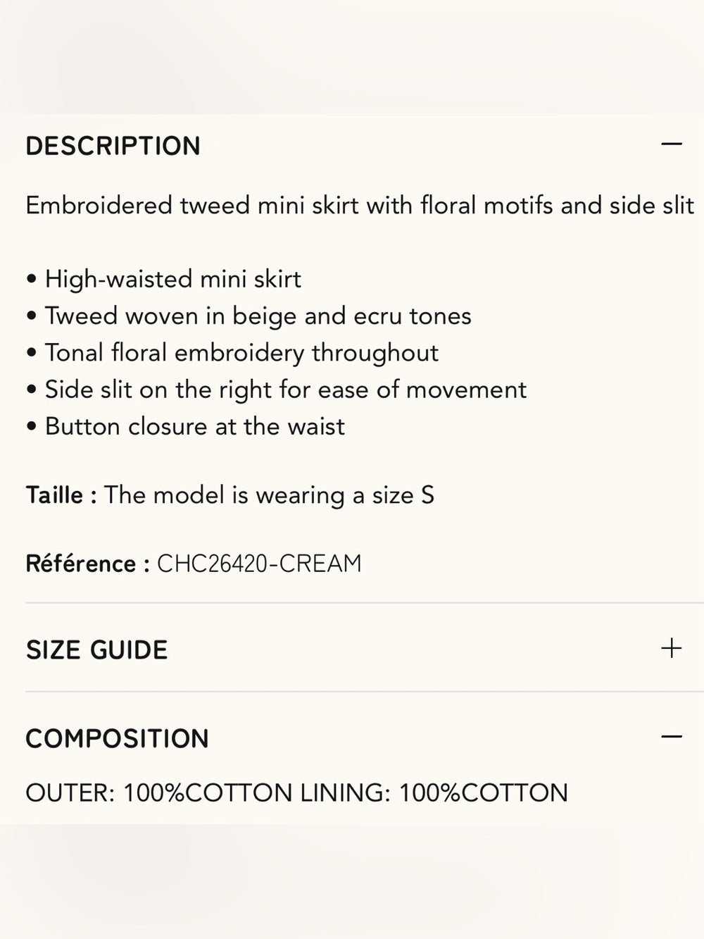FRNCH -🇫🇷 ROCCO CREAM SKIRT