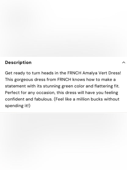 FRNCH 🇫🇷 Amalya Vert Dress!