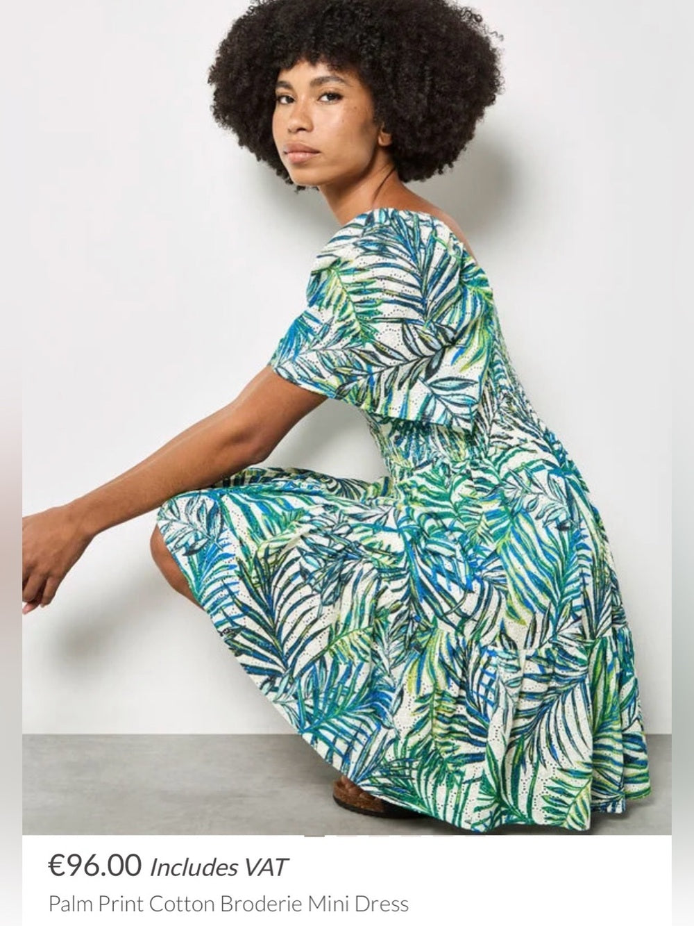 APRICOT 🍑- Tropical Leaf Print Midi Dress in Green & Blue