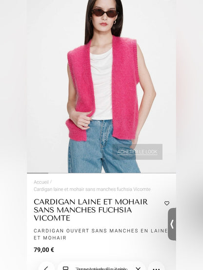 Bright Pink Sleeveless Knit Sweater Vest