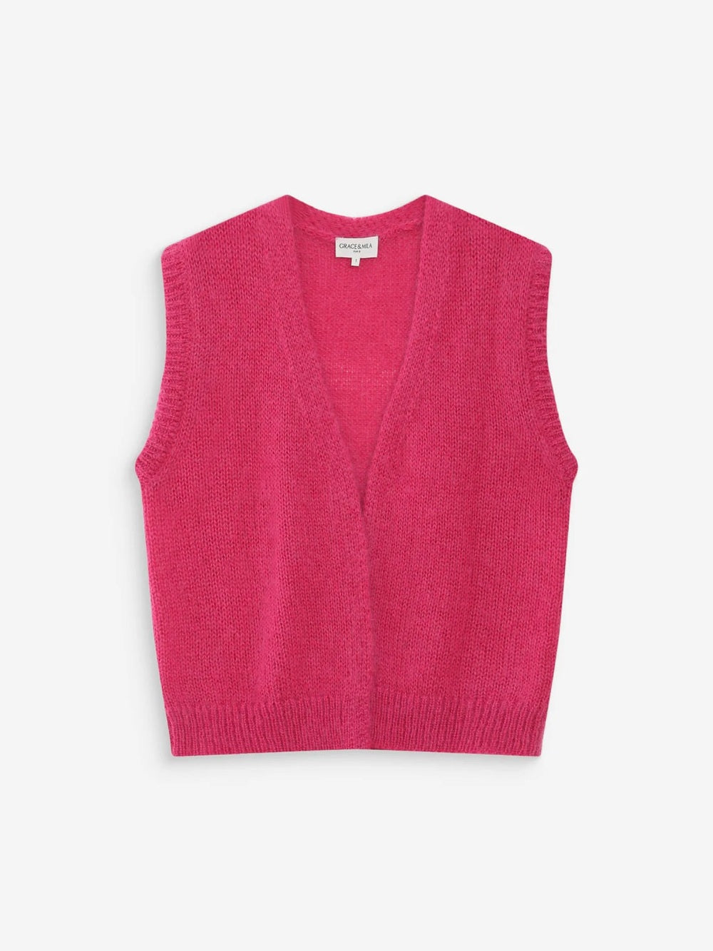 Bright Pink Sleeveless Knit Sweater Vest