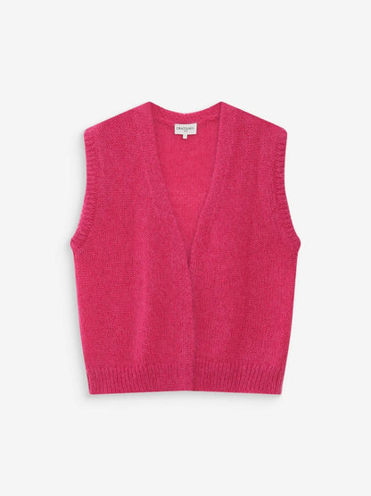 Bright Pink Sleeveless Knit Sweater Vest