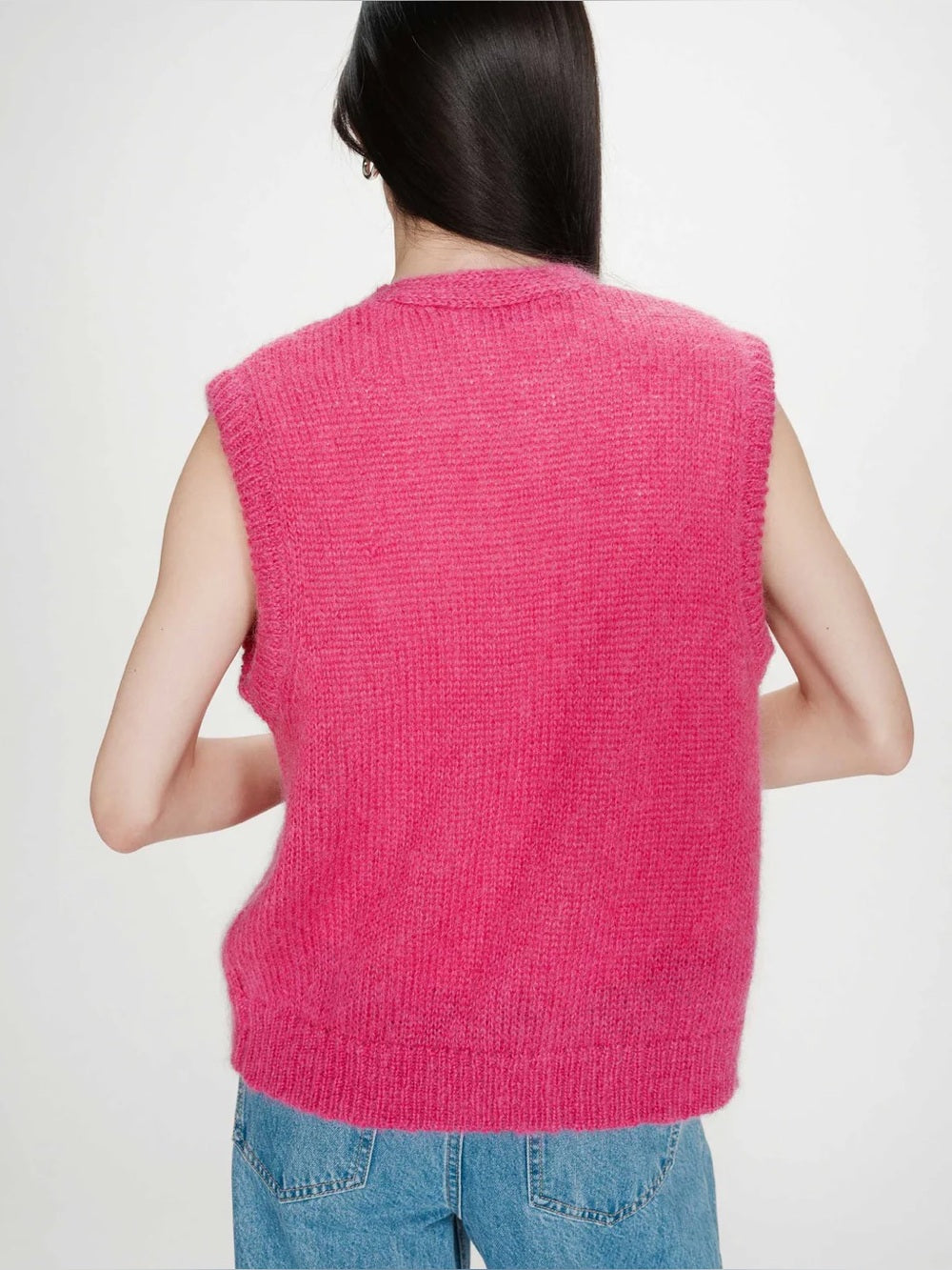Bright Pink Sleeveless Knit Sweater Vest