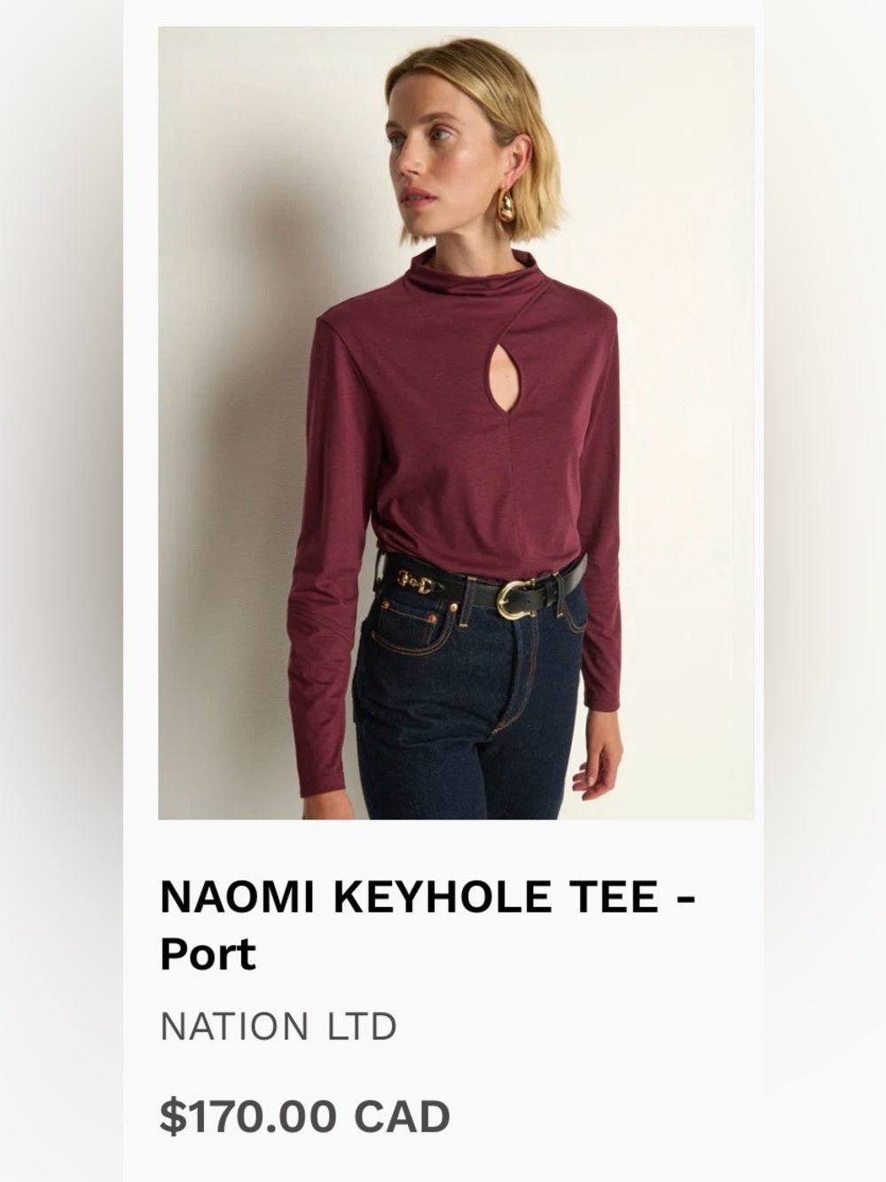 Nation Ltd - NAOMI KEYHOLE TEE - Port