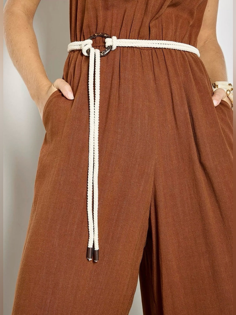 Apricot 🍑 - Halter Neck Rope Belt Jumpsuit