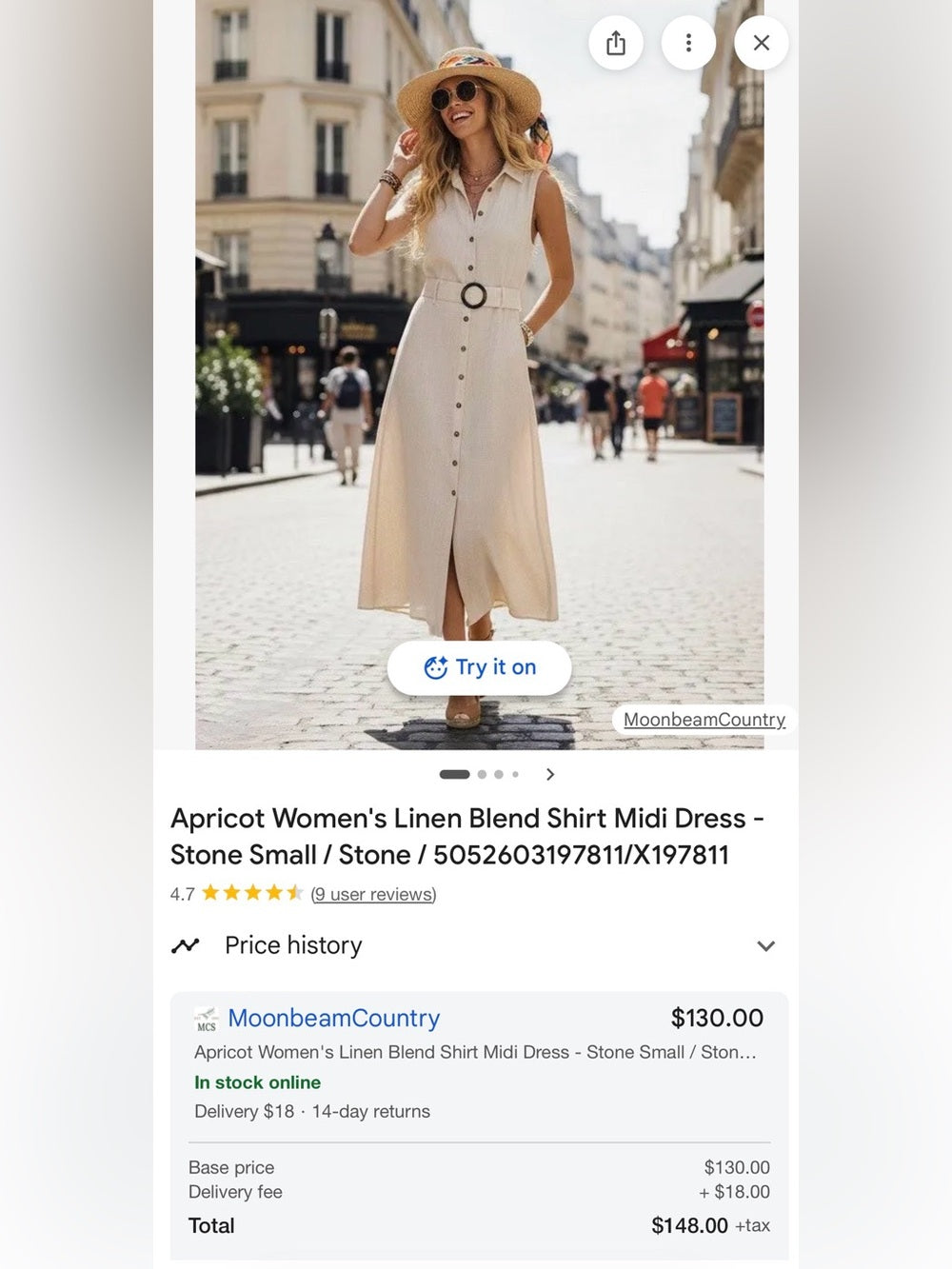 APRICOT 🍑- Sleeveless Belted
Shirt Midi Dress